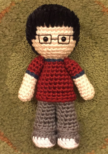 Crocheted doll amigurumi Alison Bechdelfrom 