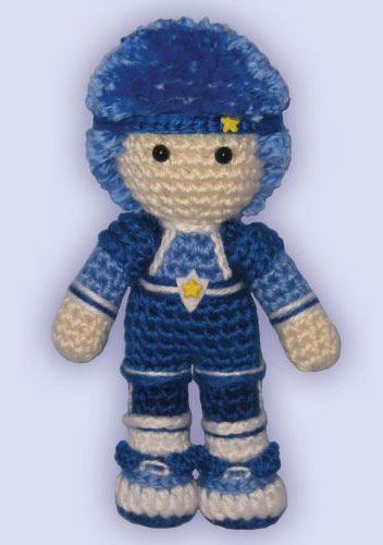 Crocheted doll amigurumi Buddy Bluefrom 